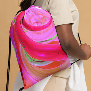 *Pink Swirl* Design Drawstring Bag