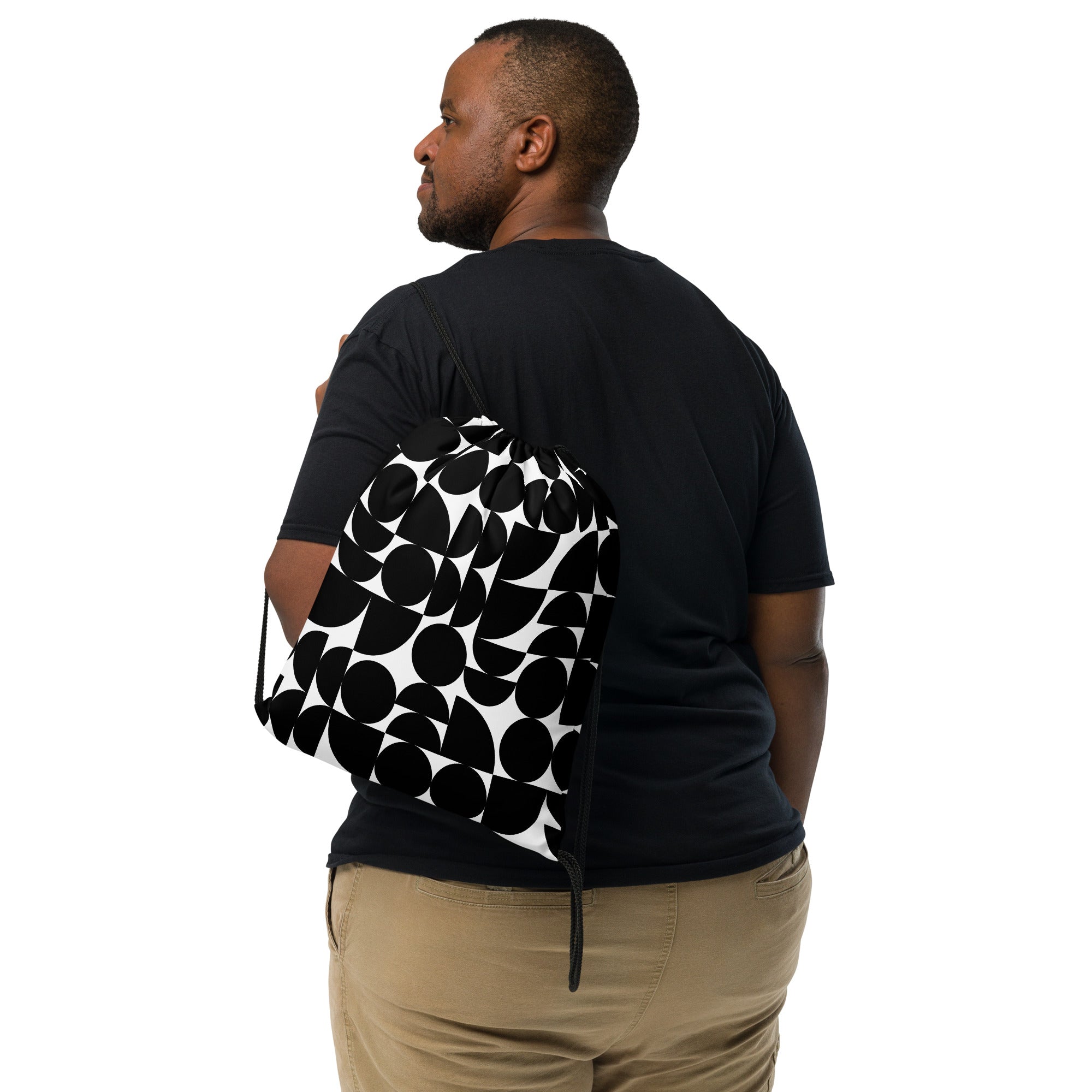 *Black & White Bounce* Design Drawstring Bag