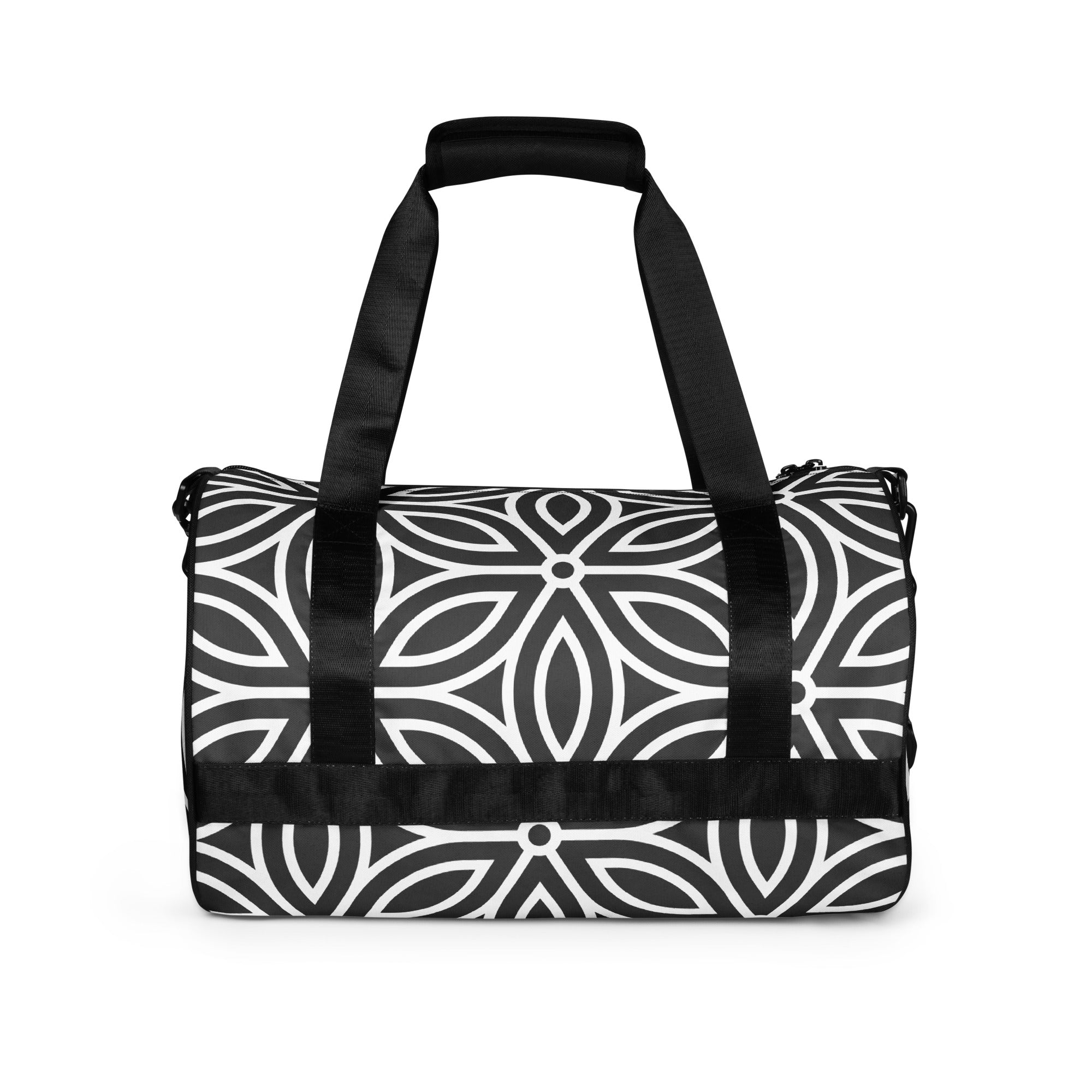 *Black & White Floral* Design All-over Print Gym Bag