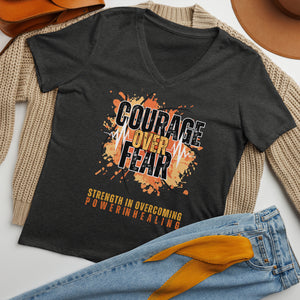 *Courage Over Fear* Women’s Relaxed V-Neck T-Shirt