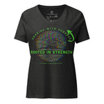 *Rooted In Strength* Design, Women's V-Neck Short Sleeve T-Shirt