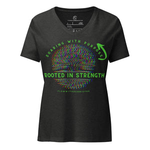 *Rooted In Strength* Design, Women's V-Neck Short Sleeve T-Shirt