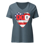 *USA* Front Shirt Design, Women’s Relaxed V-neck T-shirt