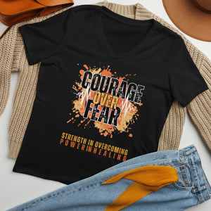 *Courage Over Fear* Women’s Relaxed V-Neck T-Shirt