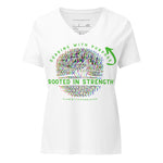 *Rooted In Strength* Design, Women's V-Neck Short Sleeve T-Shirt