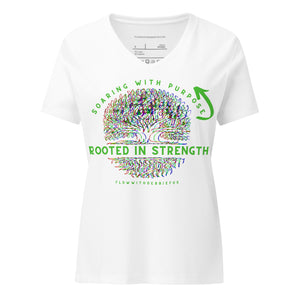 *Rooted In Strength* Design, Women's V-Neck Short Sleeve T-Shirt